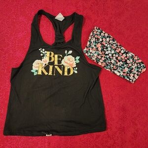 No Boundaries Black Tank Top with Floral Design Stretchy Tube Top